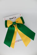 School Bow Green and Yellow Gold - Double Layer Tail Bow - Clip