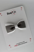 School Bow Metal Grey and White - Tuxedo Bow - Clip