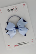 School Bow Navy and Bluebell - Layer Tail Bow - Elastic