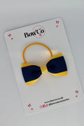 School Bow Navy and Yellow Gold - Tuxedo Bow - Elastic