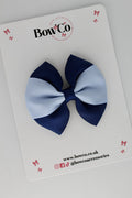 School Bow Navy Blue and Bluebell - Round Tuxedo Bow - Clip