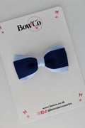 School Bow Navy Blue and Bluebell - Tuxedo Bow - Clip