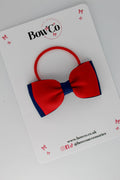 School Bow Red and Navy Blue - Double Lapel - Elastic