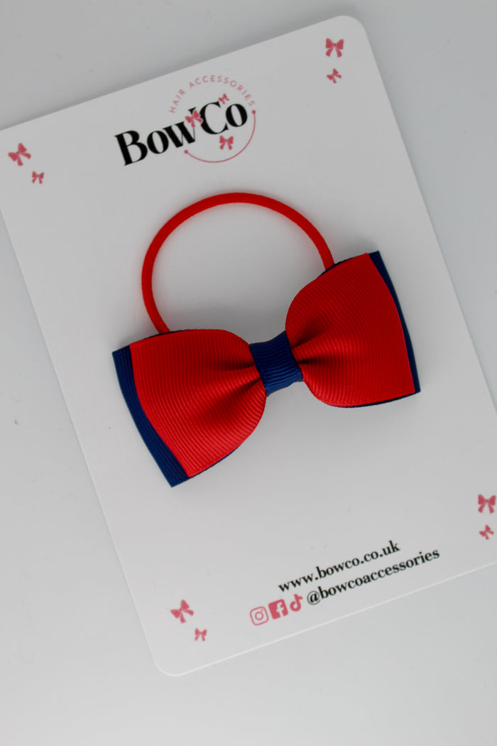 School Bow Red and Navy Blue - Double Lapel - Elastic