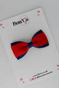 School Bow Red and Navy Blue - Tuxedo Bow - Clip