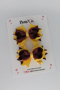 School Bows Burgundy and Yellow Gold - Loopy Stacked Bow Set