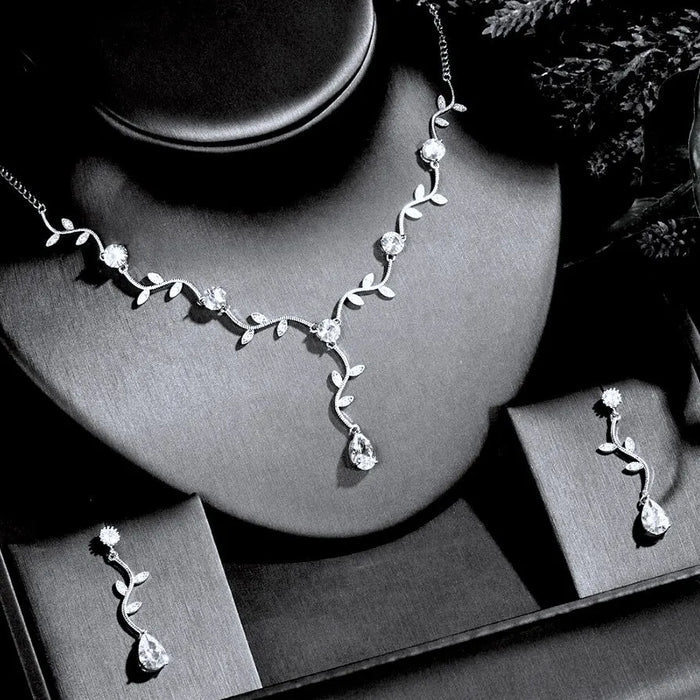 Wedding Jewelry - CZ Vine Bridal Jewelry Set - Available in Silver, Rose Gold and Yellow Gold
