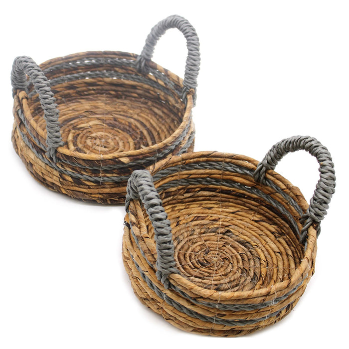 Set of 2 Banana Leaf & Abu abu Raffia Basket