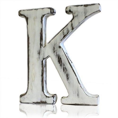 Shabby Chic Distressed Letter Hand Carved - K