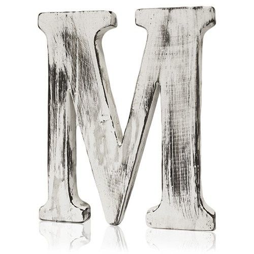Shabby Chic Distressed Letter Hand Carved - M