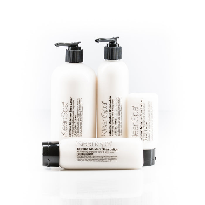 multiple bottles of christmas scented shea lotion