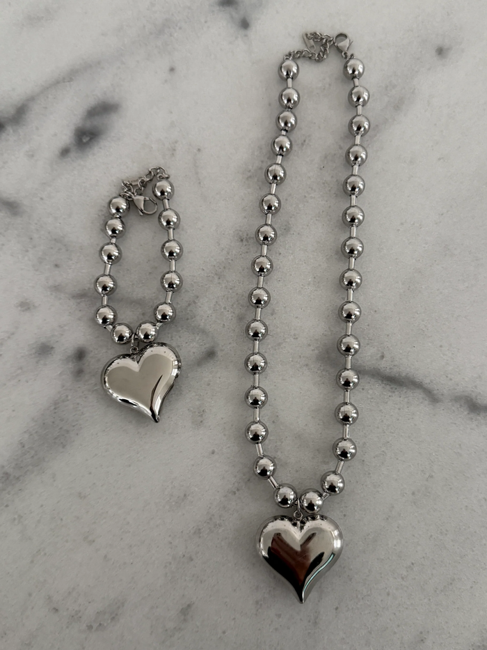Silver Bubble Heart Chansutt Pearls Bracelet