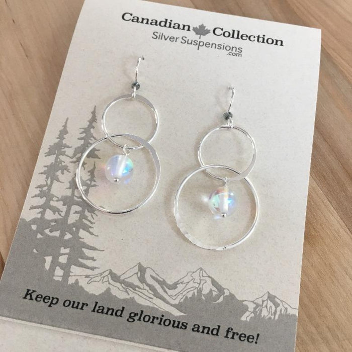 SILVER SUSPENSIONS Crazy Eight Hoops Earrings - White Freshwater Pearl
