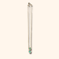 Turquoise square wire-wrapped pendant on 14k gold-filled chain, small size.