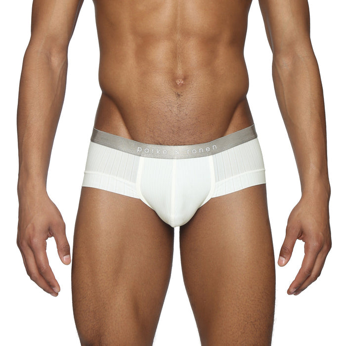 Soft White Coastal Nylon Maverick Brief - Parke & Ronen