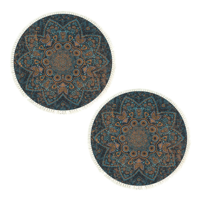 SOGA 2X 120cm Mandala Pattern Circle Area Rugs for Living Room Lounge, Anti-slip