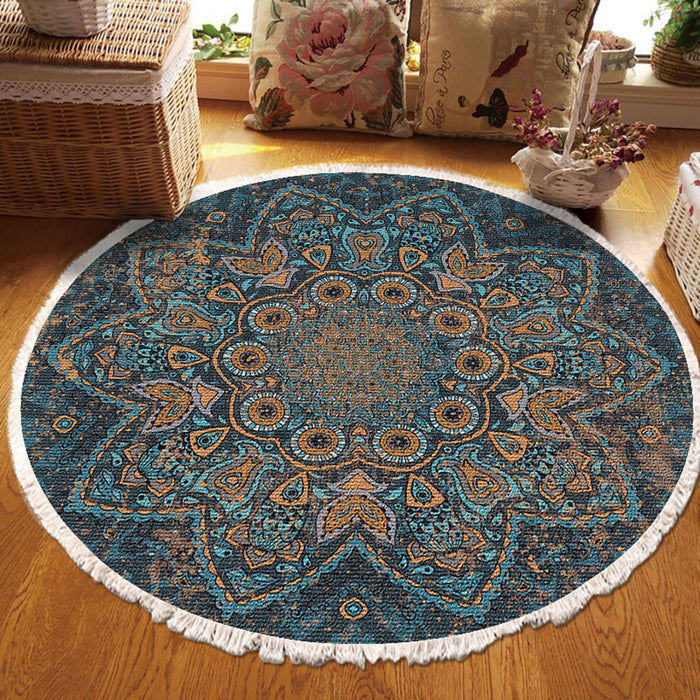 SOGA 2X 120cm Mandala Pattern Circle Area Rugs for Living Room Lounge, Anti-slip