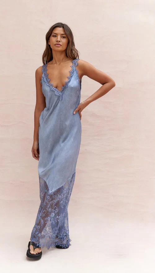 SOLANGE SLIP DRESS | Washed Blue - Darling & Domain