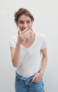 SONOMA SHORT SLEEVE V NECK TEE SON02AG | White - Darling & Domain