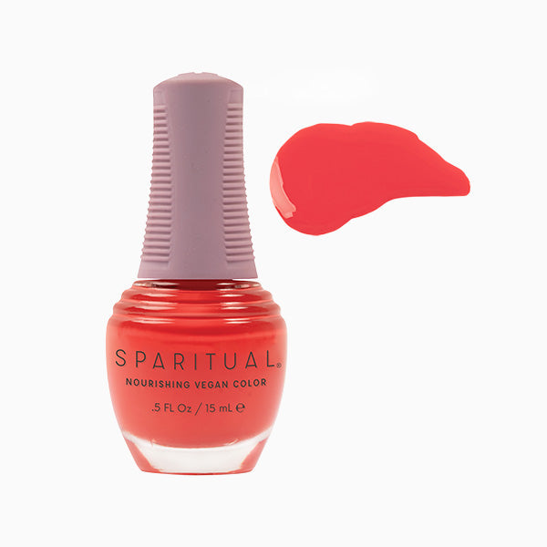 SpaRitual Nourishing Lacquer Polish - Optimistic - Bright Orange Coral Creme - 15ML