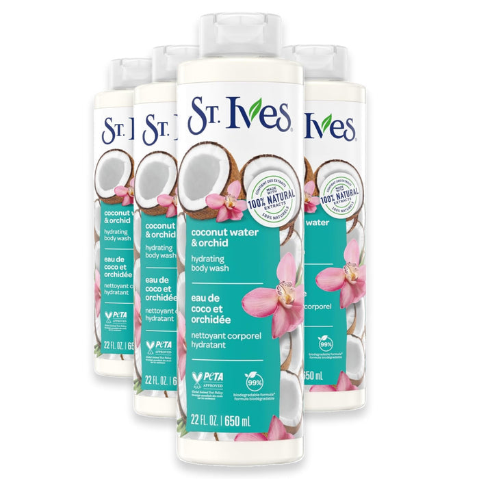 St. Ives Coconut Water & Orchid Body Wash - 22oz - 4 Pack
