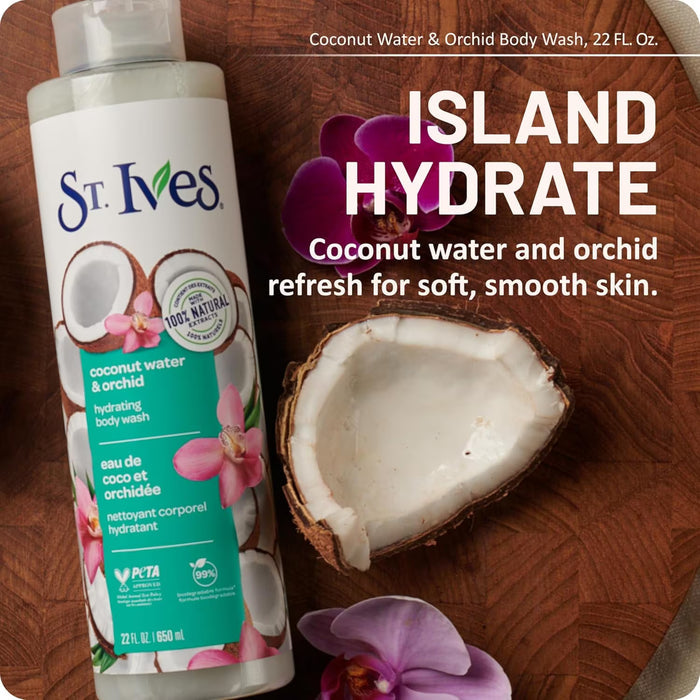St. Ives Coconut Water & Orchid Body Wash - 22oz - 4 Pack