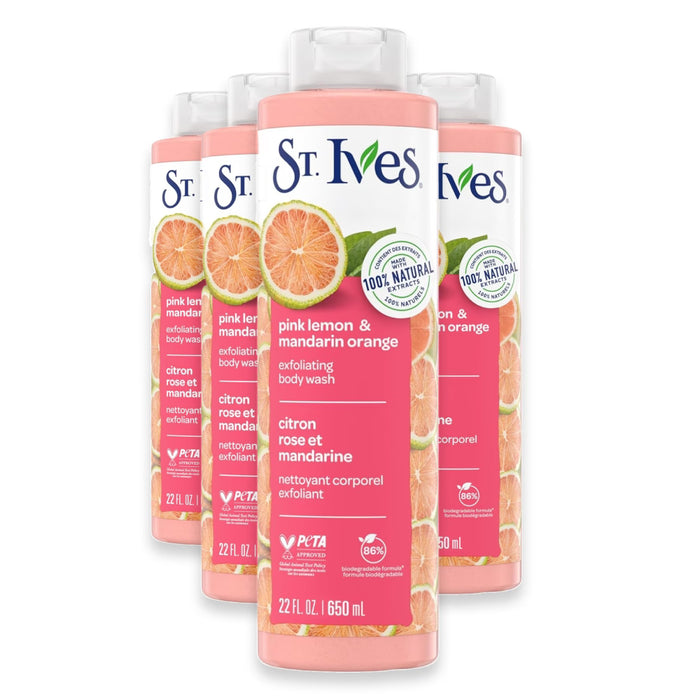 St. Ives Pink Lemon Body Wash - 22oz - 4 Pack