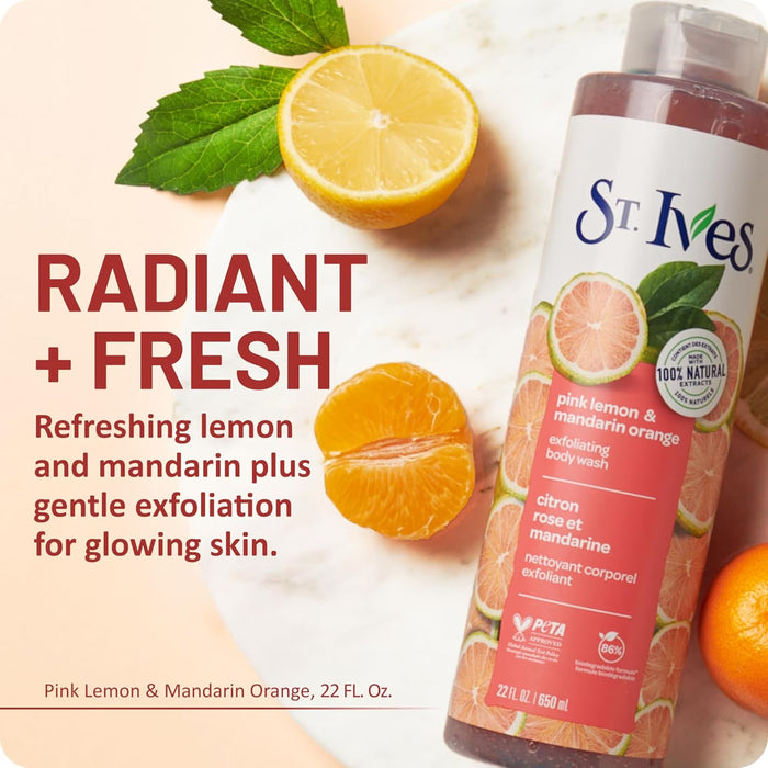 St. Ives Pink Lemon Body Wash - 22oz - 4 Pack