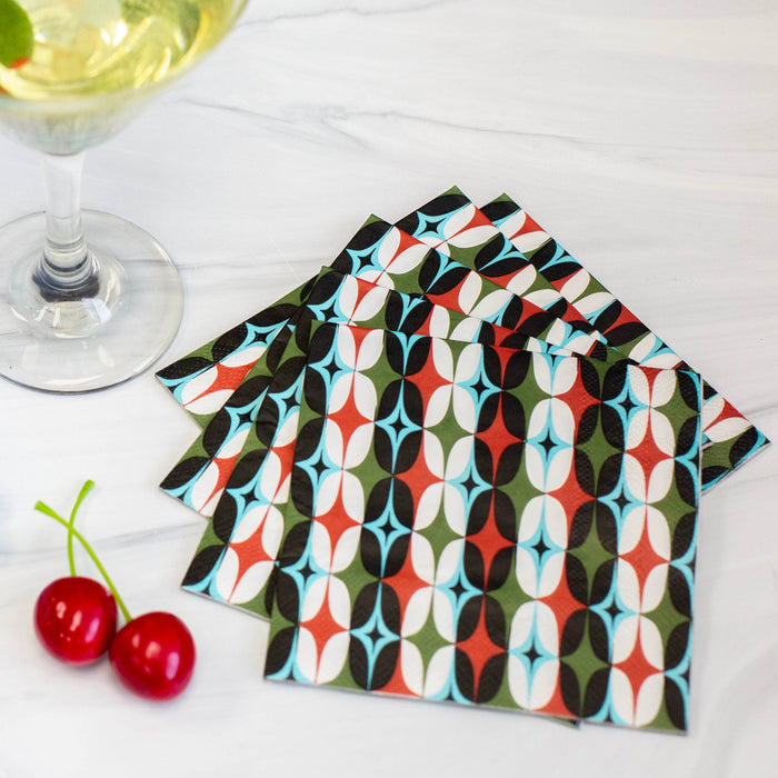 Starlight Diamond Mid Century Modern Retro Cocktail Napkin