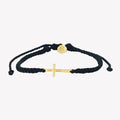 Stay Salty Cross Black Braided Cord Bracelet- Gold