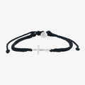 Stay Salty Cross Black Braided Cord Bracelet- Silver