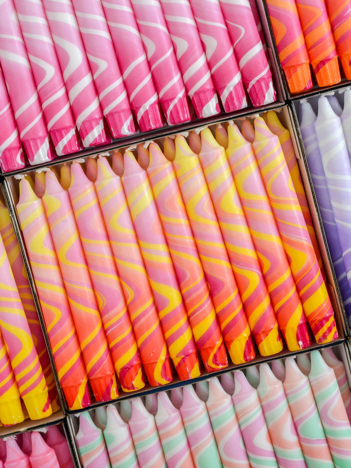 Summer Marble Candles - Pink / Yellow / Red Marble