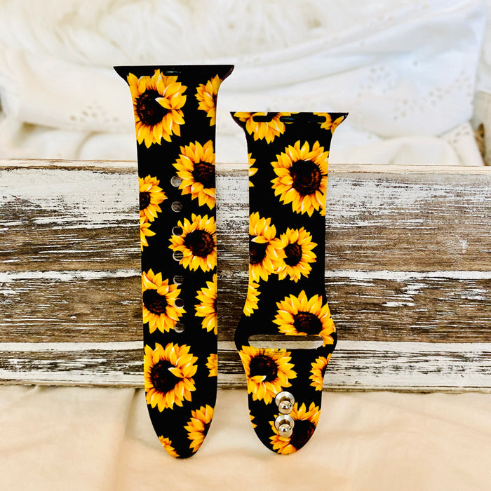 Sunflower Silicone Print Band For Apple Watch