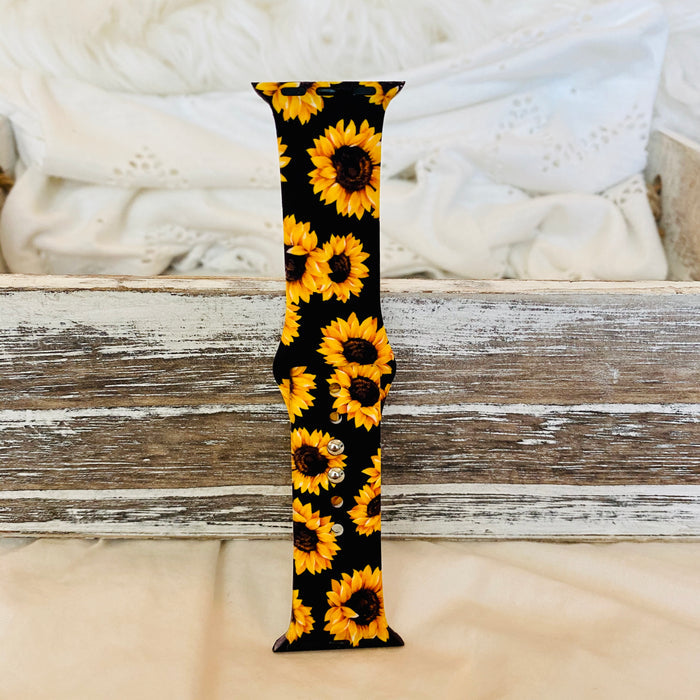 Sunflower Silicone Print Band For Apple Watch