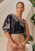 TAHANI ONE SLEEVE TOP | Onyx Casablanca - Darling & Domain