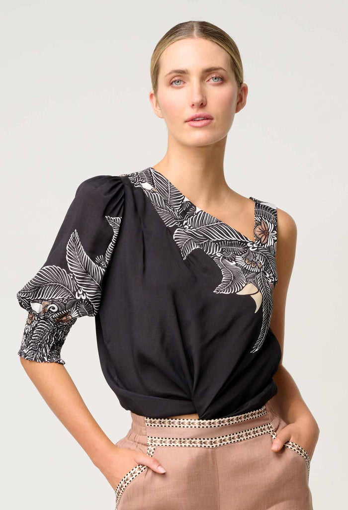 TAHANI ONE SLEEVE TOP | Onyx Casablanca - Darling & Domain