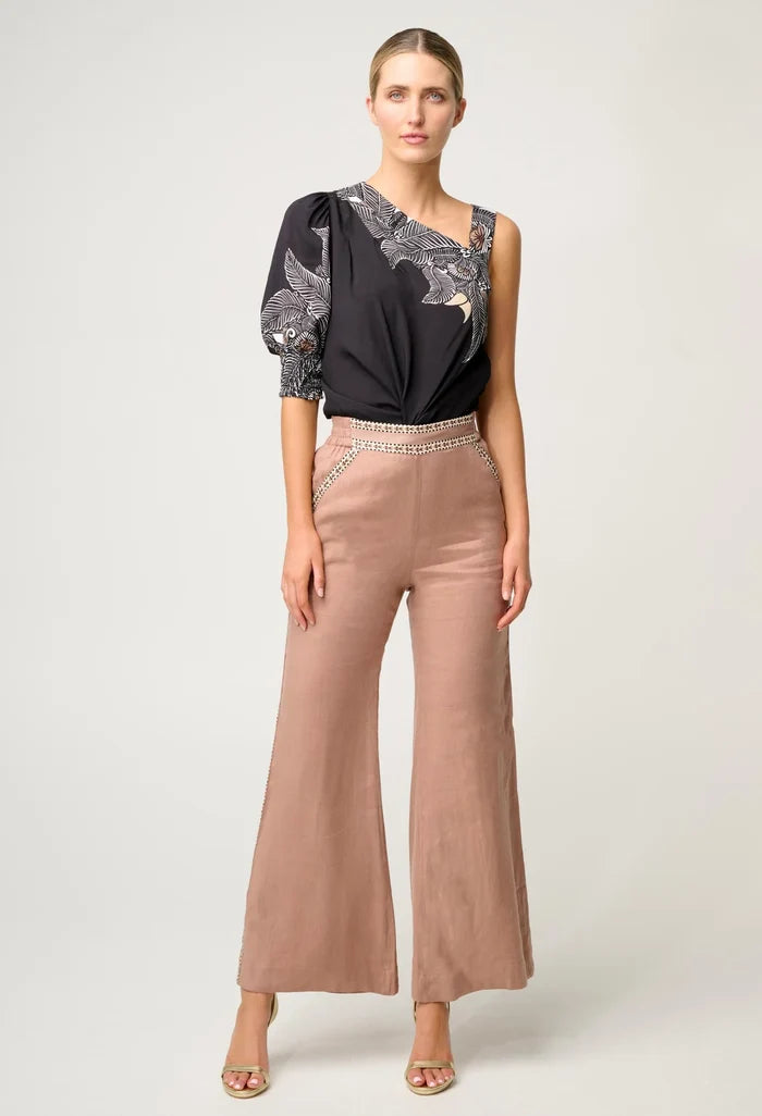 TAHANI ONE SLEEVE TOP | Onyx Casablanca - Darling & Domain