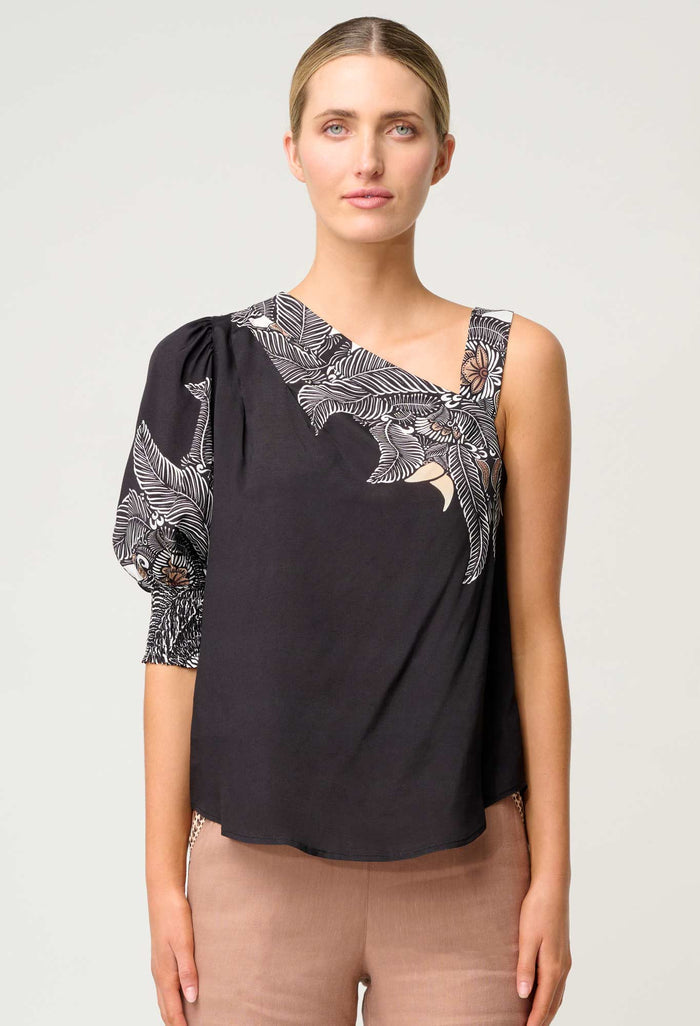 TAHANI ONE SLEEVE TOP | Onyx Casablanca - Darling & Domain