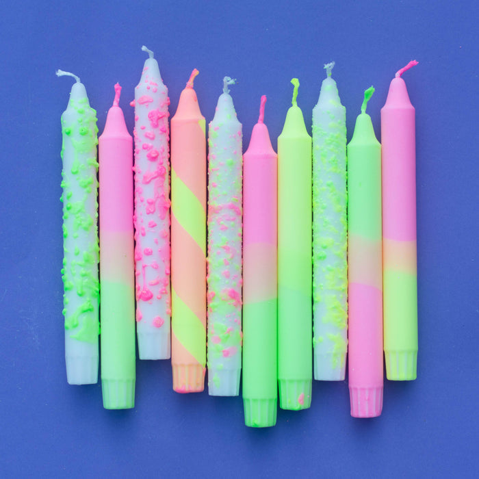 Taper candles- neon colours mix