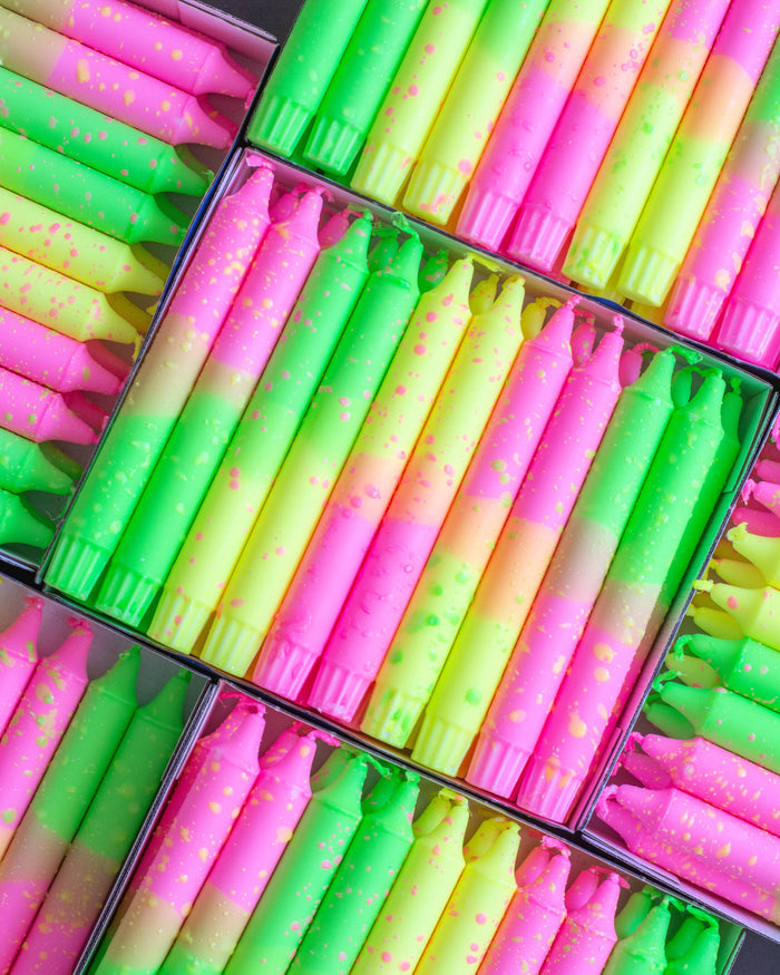 Taper candles- neon colours mix
