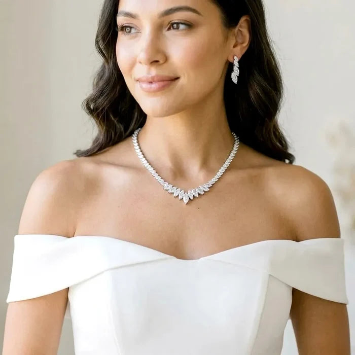 Wedding Jewelry - Silver Cubic Zirconia Bridal Jewelry Set