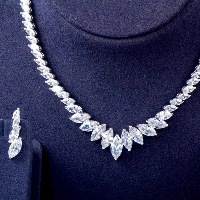 Wedding Jewelry - Silver Cubic Zirconia Bridal Jewelry Set