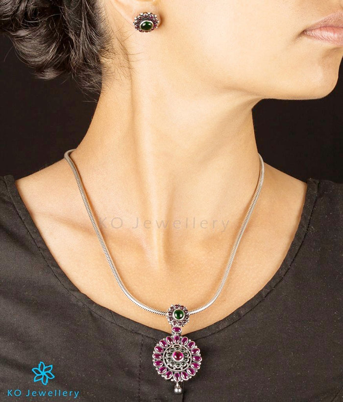 The Nitya Silver Kempu Pendant (Oxidised)