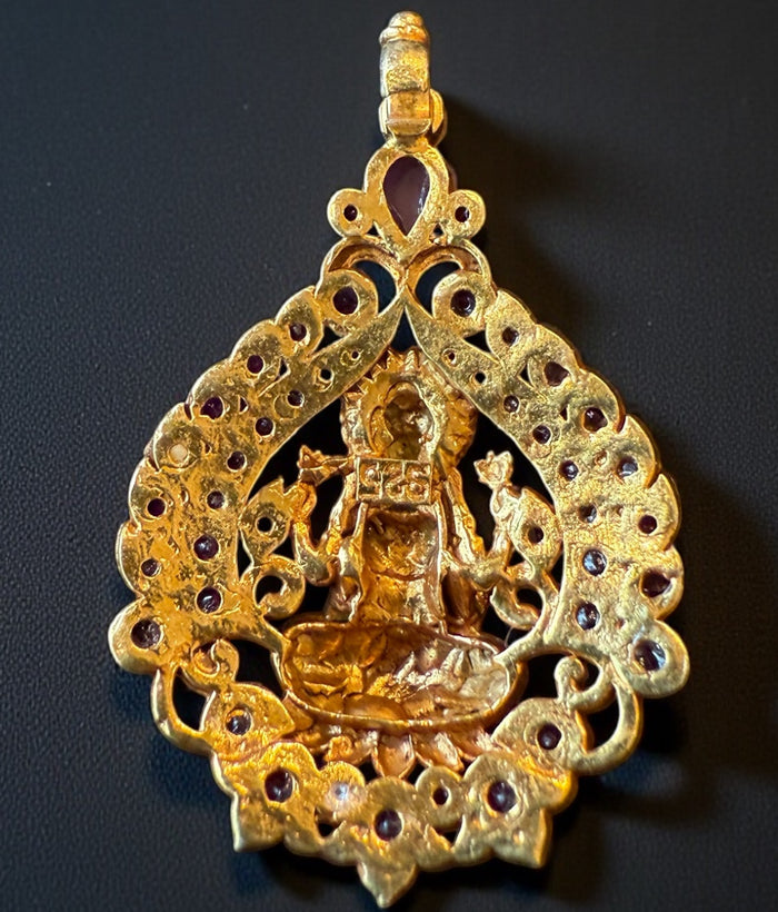 The Padmasini Silver Lakshmi Pendant & Earrings