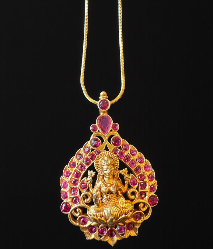 The Padmasini Silver Lakshmi Pendant & Earrings