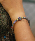The Sattva Silver Navratna Bracelet-Single (Oxidised/Size 2.2/2.4/2.6/2.8)