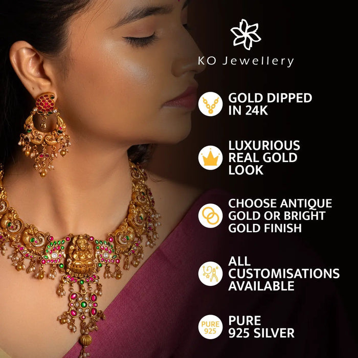 The Yashvi Silver Gandaberunda Pendant & Earrings