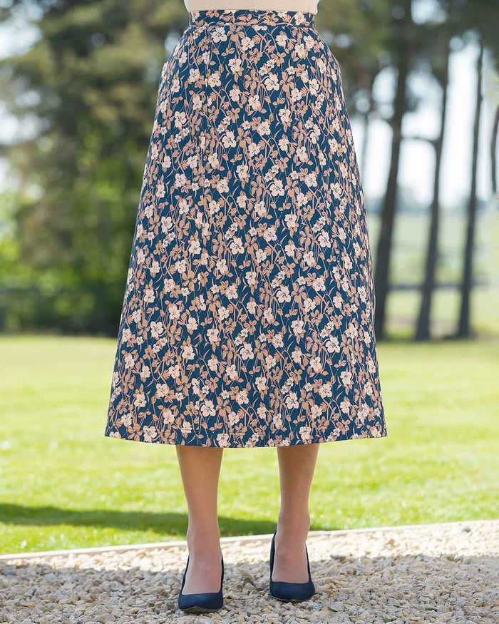 Tilly Floral Pure Cotton A Line Lined Skirt - Country Collection