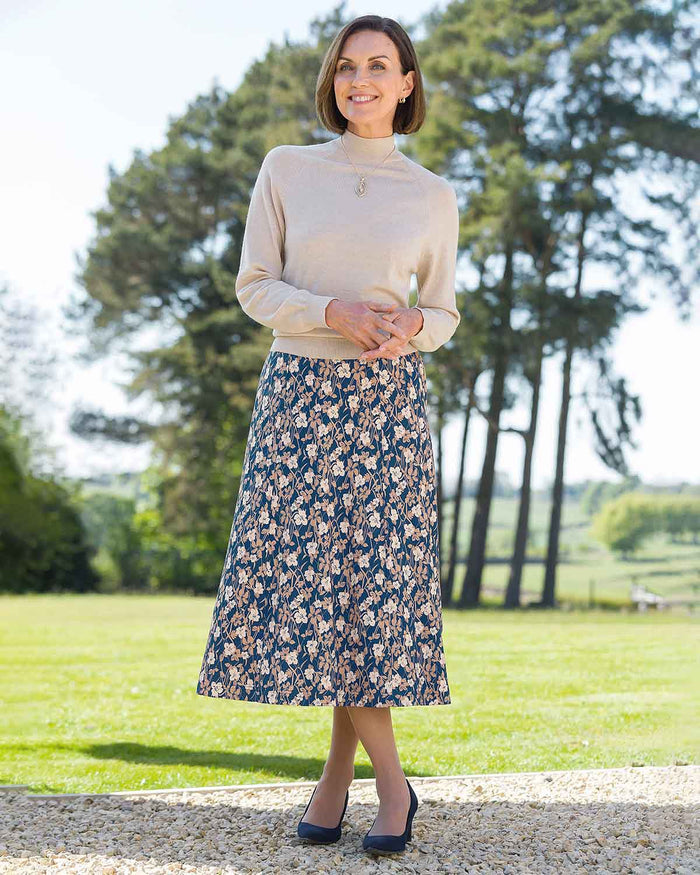 Tilly Floral Pure Cotton A Line Lined Skirt - Image 3 - Country Collection
