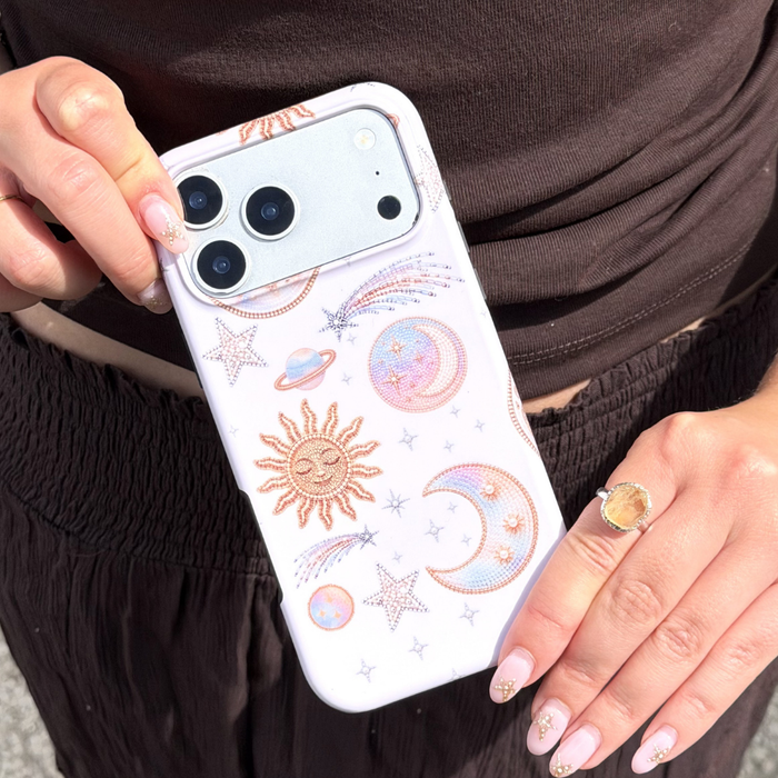 Close up of Tough Opal Celestial Phone Case